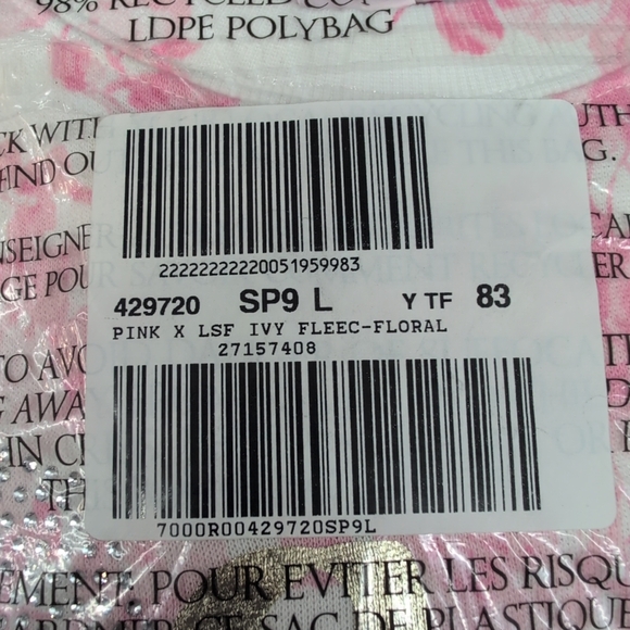 Victoria Secret PINK x LoveShackFancy Oversized Sweatshirt Large Bling Dog Flora - Picture 9 of 10